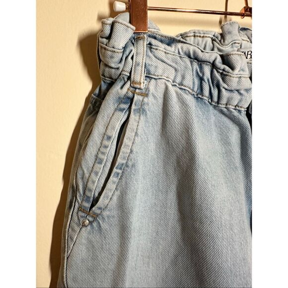 ZARA Paperbag Stretch Waist Light Wash Blue Jeans Size 6 - Picture 6 of 8